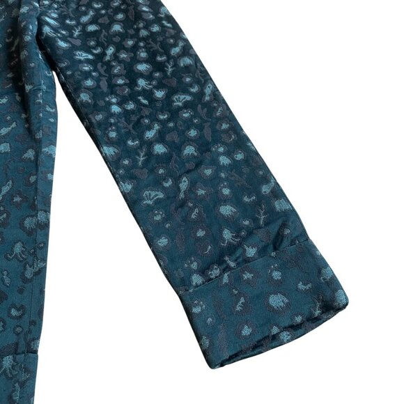Tsumori Chiatso Cropped Length Slacks Pants Teal Print Trousers Size 10 Women's - Picture 5 of 11